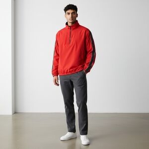 D.A.C. Mens Performance Red 1/4 Zip Golf Track Windbreaker Pullover Jacket Sz XL